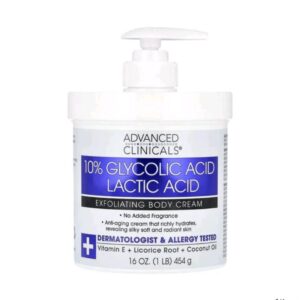 ADVANCED CLINICALS 10% GLYCOLIC ACID LACTIC ACID EXFOLIATING BODY CREAM